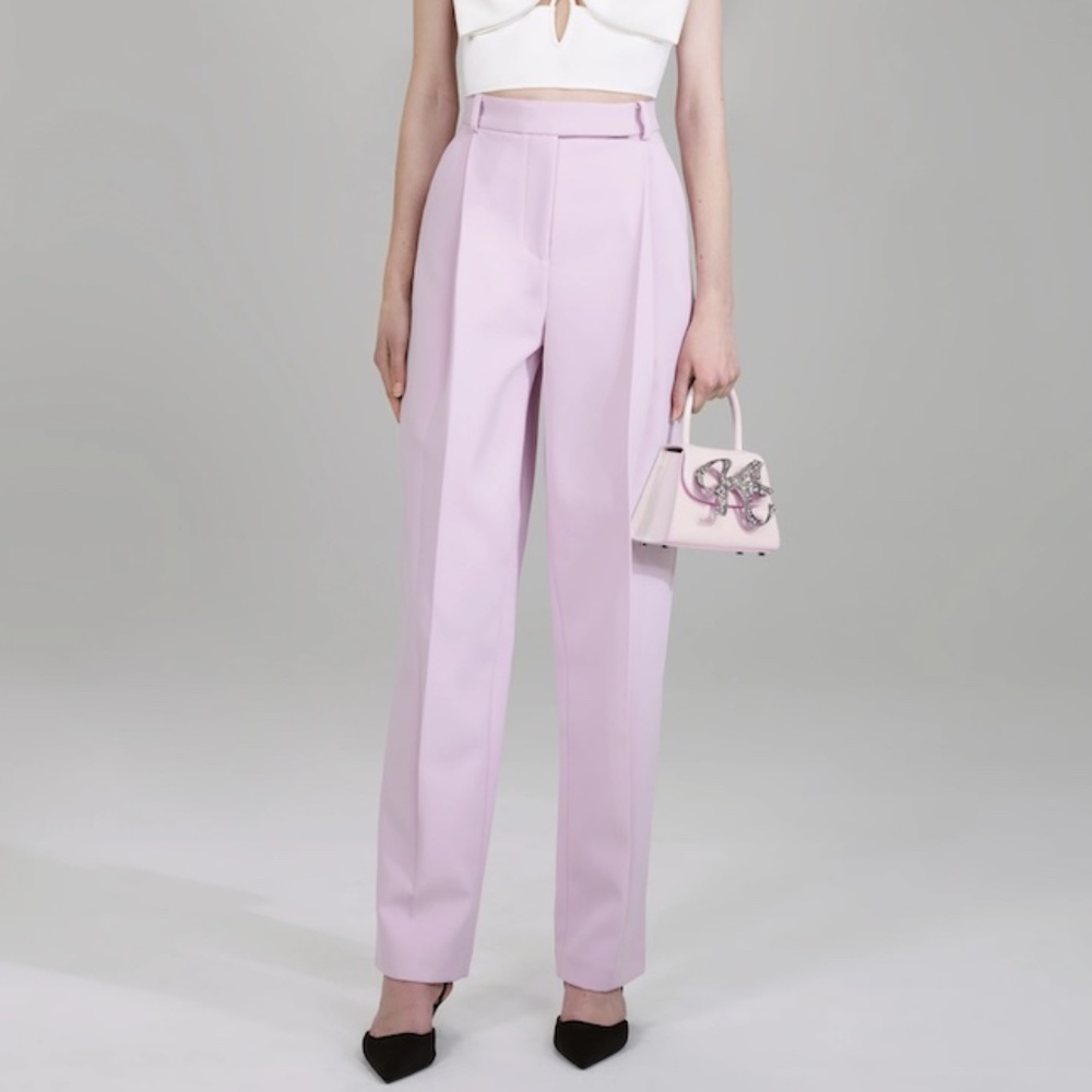 Self-Portrait pink crepe trousers US6